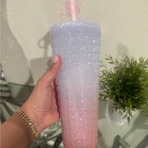 Starbucks 2026 Cherry Blossom 24oz Pink Studded cup w/ Straw and flower charm